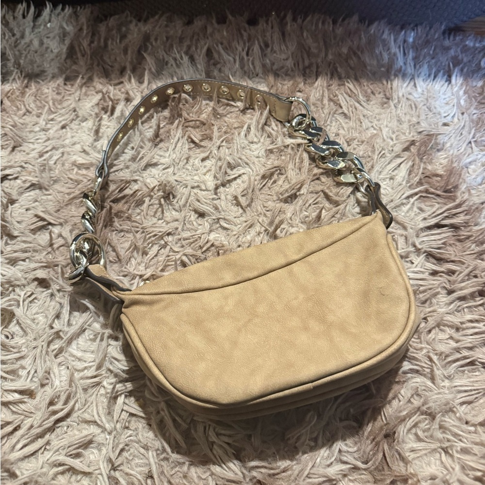 EUC True Religion Tan Bag Mini Shoulder Bag with Adjustable Chain Strap, Camel - Picture 5 of 6